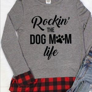 Rocken the Dog mom life sweatshirt with plaid
